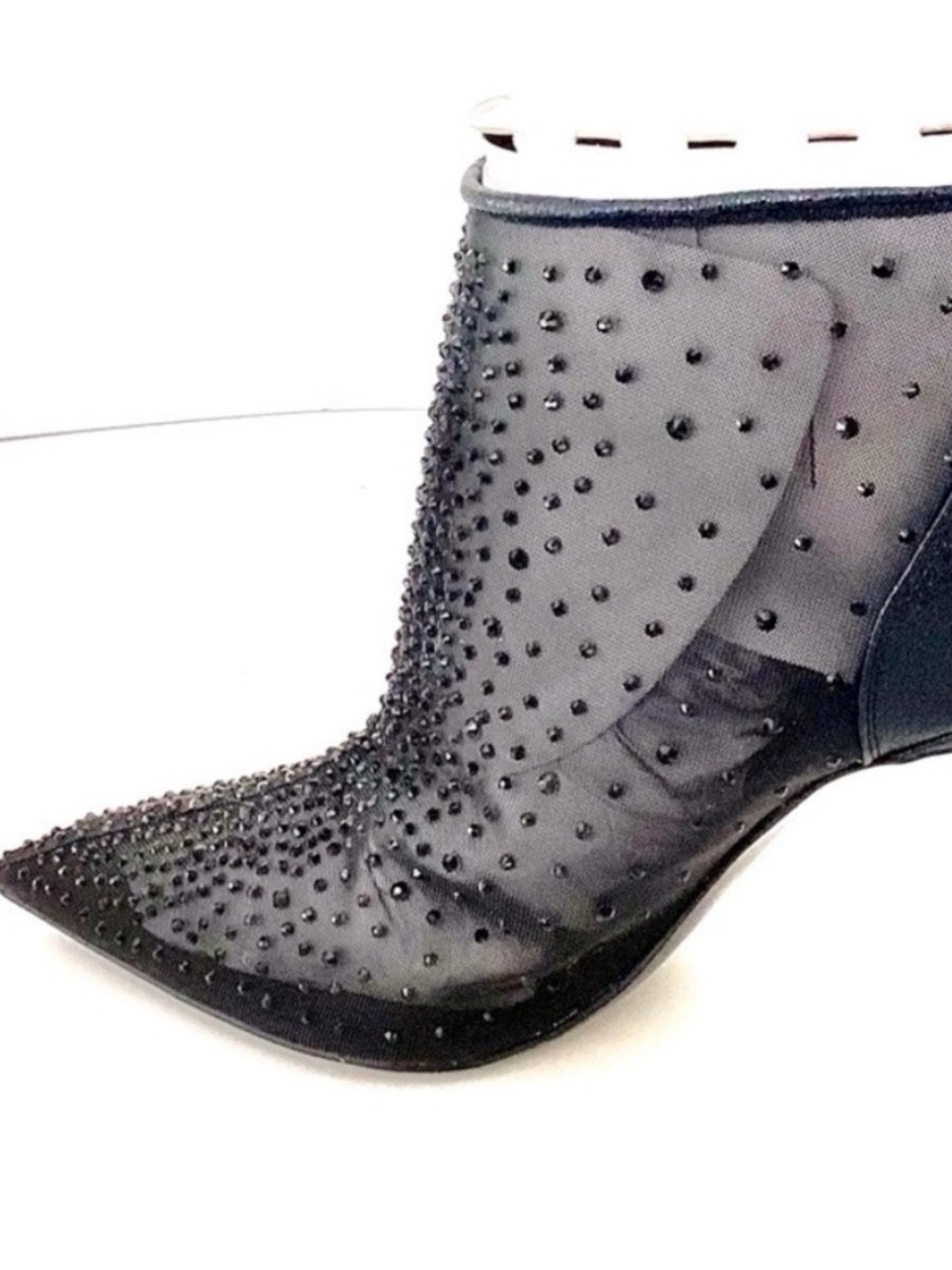 Nine West Black Mesh Crystal-Studded Ankle Bootie